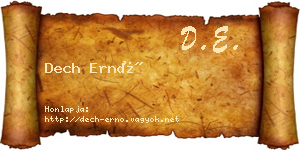 Dech Ernő névjegykártya